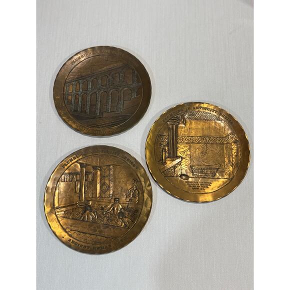 3 Wendell August Forge bronze Plumbing in Antiquity Series plates 1978-1979